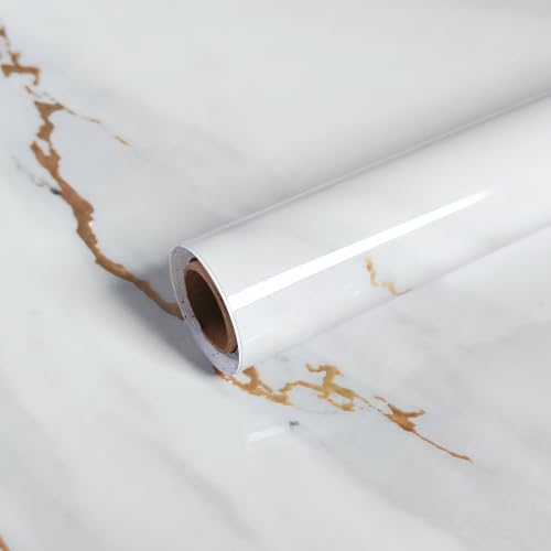 White Marble Contact Paper 16"x197" Granite Peel and Stick Wallpaper for Kitchen Cabinets Countertops Removable Waterproof Self Adhesive Vinyl Wrap for Bathroom Counter - size: 16" x 197"