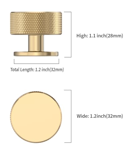 Amerdeco 10 Pack Champagne Bronze Knurled Cabinet Knobs Single Hole 1.2 Inch Diameter Round Drawer Knobs for Bathroom Cabinets K0017 - color: Champagne Bronze