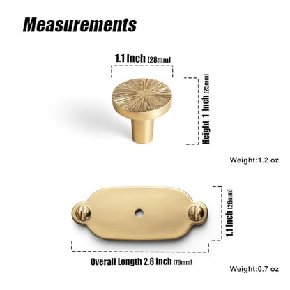 Goo-Ki Zinc Alloy Cabinet Knob with Backplate-Champagne Bronze Drawer Knobs,6 Pack - color: Champagne Bronze, size: 1.1'' Dia Single Hole Center with Backplate