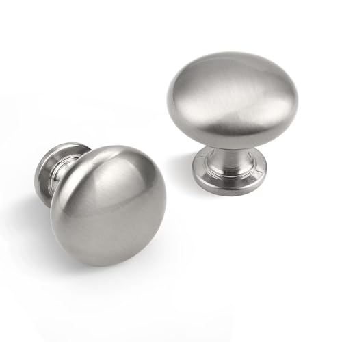 12 Pack Brushed Nickel Cabinet Knobs,1-3/16 Inch(29.5mm) Solid Drawer Knobs Kitchen Cabinet Pulls,Round Dresser Knobs, Modern Drawer Pulls for Dresser Drawers - color: Brushed Nickel