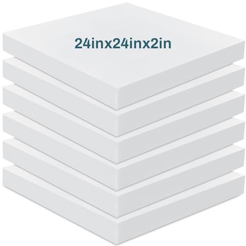 Frienda 6 Pack 2 x 24 x 24" High Density Foam Cushion 2.2 Density, 50 Ild - size: 2" X 24" X 24"