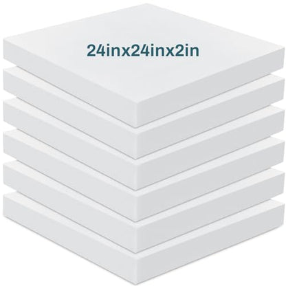 Frienda 6 Pack 2 x 24 x 24" High Density Foam Cushion 2.2 Density, 50 Ild - size: 2" X 24" X 24"