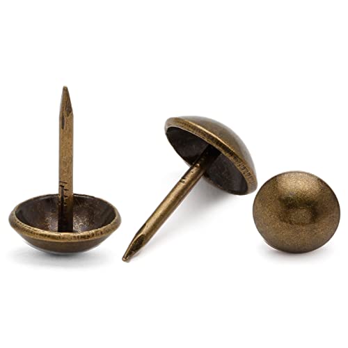 Jiozermi 300 Pcs Upholstery Tacks, Bronze, 7/16'' Round Head - color: Bronze, size: 0.43" x 0.67" / 11 x 17 mm