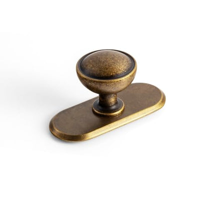 6Pack Antique Brass Cabinet Knob with Backplate Round Drawer Knob - color: Antique Brass, style: Racetrack