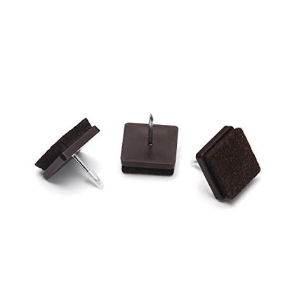 Nail on Felt Pads Furnigear Furniture Pads Nail- Floor Protectors for Furniture Legs 24Pack Chair Felt Pads for Hardwood Floors (7/8",Square) - size: 7/8" (Square, Brown)