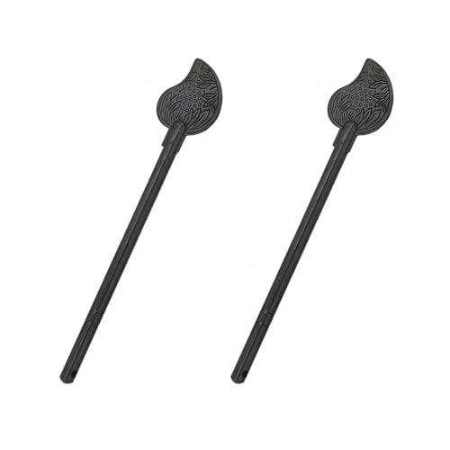 Leaf Shape Locking Pin, Antrader 4.33"x 0.2" Chinese Style Copper Pin Cabinet Key Latch Barrel Bolt Locking Pin for Wardrobe, Cabinet,Door, Pack of 2 - size: 4.33"x 0.2",Black