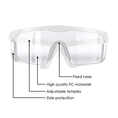 Safety Glasses, 5PCS Adjustable Wide-Vision Protective Glasses, Lightweight Fog-Proof Safety Goggles - color: White