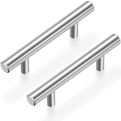 Estmoon 30 Pack Brushed Nickel Cabinet Handles 3 Inch Hole Center Drawer Pulls Stainless Steel Cabinet Pulls Silver Kitchen Handles Cabinet Hardware for Drawers, Cupboards - 5" Length, 3" Hole Center - color: Brushed Nickel