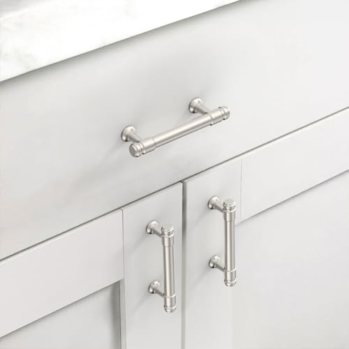 Asidrama 10 Pack 3 Inch Brushed Satin Nickel Kitchen Cabinet Handles - color: Brushed Satin Nickel, size: 3" Hole Center(76mm)