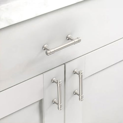 Asidrama 10 Pack 3 Inch Brushed Satin Nickel Kitchen Cabinet Handles - color: Brushed Satin Nickel, size: 3" Hole Center(76mm)