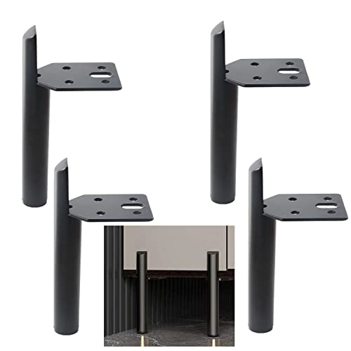 4 Inch Furniture Legs Side Mounted Coffee Table Feet Black, Set of 4 - size: 4 Inch