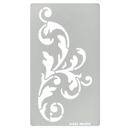 Aleks Melnyk No.349 Metal Stencil, Swirls, Ornaments, Flowers Vine, Patterns, Border, Small Stencil, 1 PCS, Template for Wood Burning, Engraving, Crafting, Scrapbook, Art, Ornate