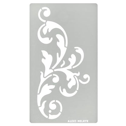 Aleks Melnyk No.349 Metal Stencil, Swirls, Ornaments, Flowers Vine, Patterns, Border, Small Stencil, 1 PCS, Template for Wood Burning, Engraving, Crafting, Scrapbook, Art, Ornate