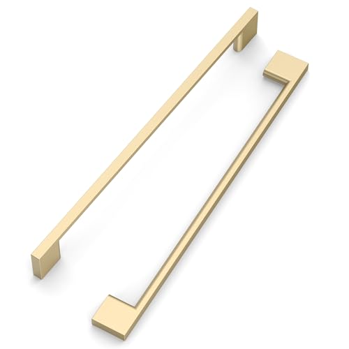 FILTA 10 Pack 8.8 Inch(224mm) Hole Centers Brushed Brass Cabinet Pulls,Stylish Gold Cabinet Pulls Zinc Alloy Cabinet Hardware for Cabinets Cupboard Handles Drawer Pulls - color: Brushed Brass, size: 8.8" Hole Center, style: 10pack