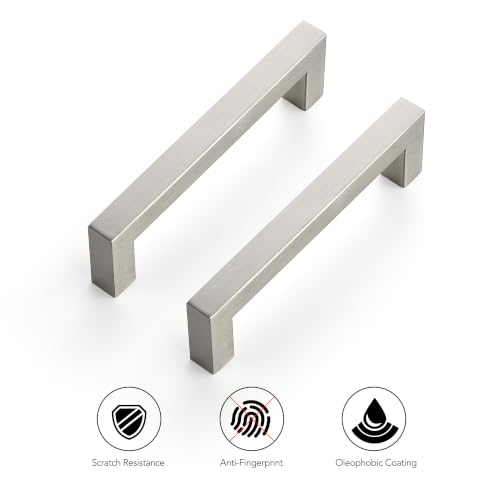 Ravinte Brushed Nickel Square Pulls Cabinet Handles,4-1/2 Inch,30 Pack - color: Brushed Nickel, size: 4-1/2 Inch Hole Center