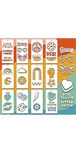 12 Pcs Painting Stencils, 12 Styles Boho Themed Stencil Template Reusable Craft Templates for Painting on Wall Decor Fabric Wood Canvas - style: Boho Themed