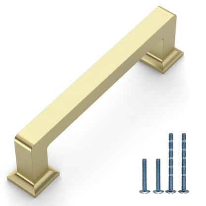 Brushed Brass Cabinet Handles Kitchen Pulls 3.75 Inch 10 Pack - color: Brushed Brass, size: 3.75" Hole Center