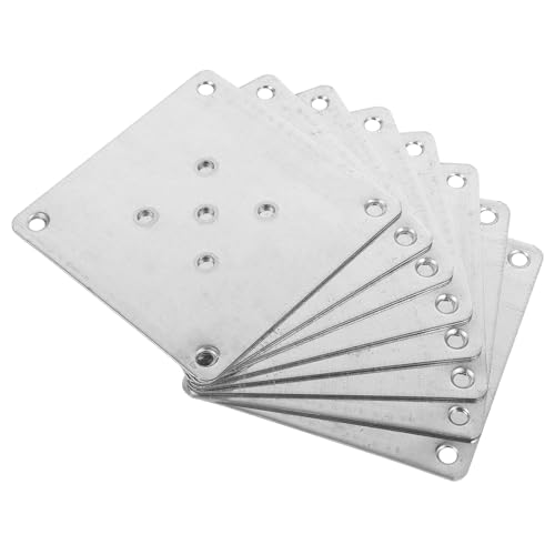 UKCOCO 8pcs Table Leg Bracket 5-Hole Flat Furniture Leg Mounting Plate, Zinc Plating, Silver, 3.93x3.93x0.07inch, for Sofa, Table, Chair, Easy Installation