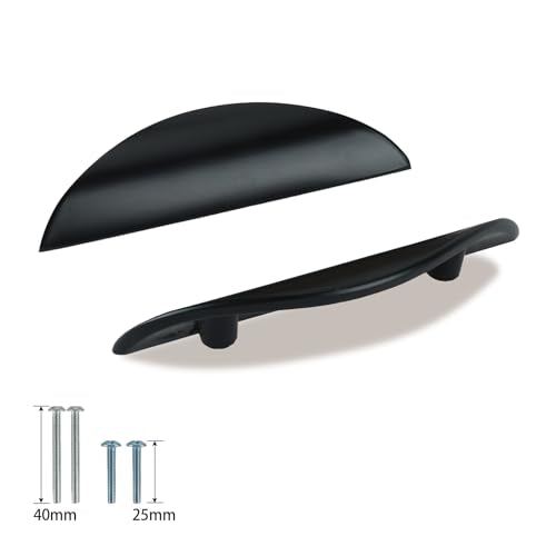 Primst 4 Pack Cabinet Handles, Half Moon Cabinets Cupboard Hanldes Matte Black Drawer Pulls, Kitchen Cabinet Pulls Cabinet Hardware Drawer Handles 2-1/2in Hole Center - color: Black, size: M-4PCS