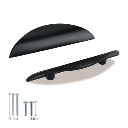 Primst 4 Pack Cabinet Handles, Half Moon Cabinets Cupboard Hanldes Matte Black Drawer Pulls, Kitchen Cabinet Pulls Cabinet Hardware Drawer Handles 2-1/2in Hole Center - color: Black, size: M-4PCS
