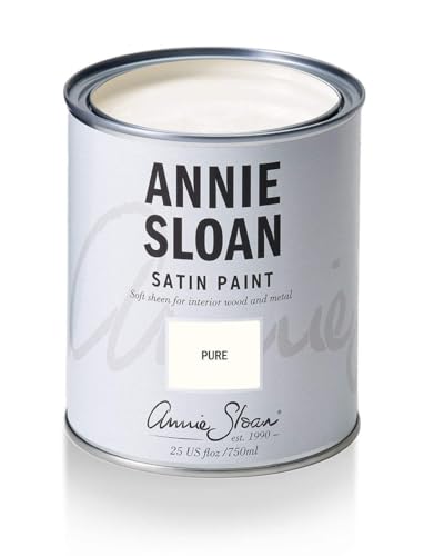Annie Sloan Satin Paint (Pure, 25 Fl Oz /750 mL). Soft sheen for interior wood and metal. Self-leveling, all-in-one paint with no wax or lacquer required. - color: Pure