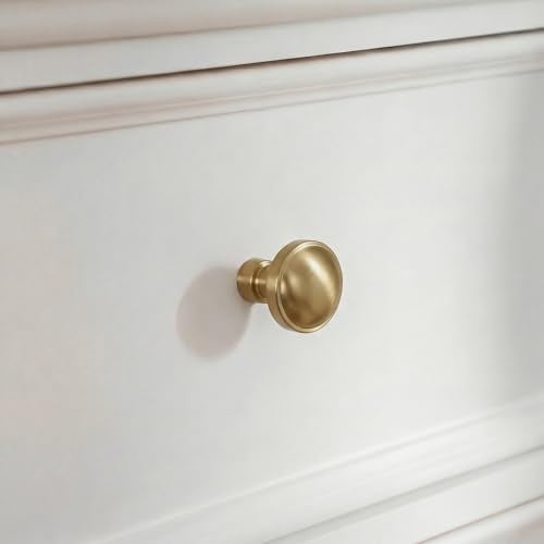 Goldenwarm Champagne Bronze Cabinet Knobs, Round Drawer Handles 1-1/4 Inch 10 Pack | Rustproof Single Hole Cabinet Hardware, Solid Zinc Alloy, Screws Included for Cupboard Closet Furniture Upgrade - color: Champagne Bronze, size: Knob(1-1/4 In)