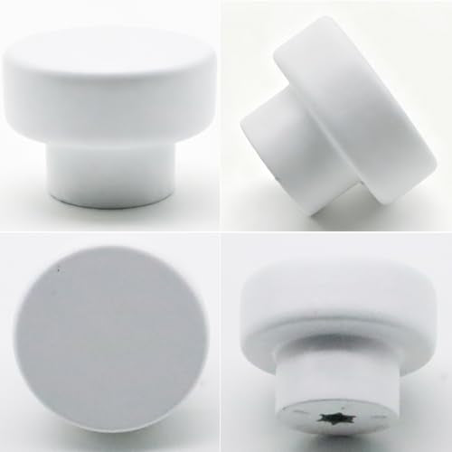 2Pcs Wooden Cabinet Knobs, Wood Dresser Knobs Cylindrical Kitchen Cabinet Knob Modern Small Round Knob for Furniture Dresser Cupboard Drawer Closet Door (White) - color: White-Cylinder