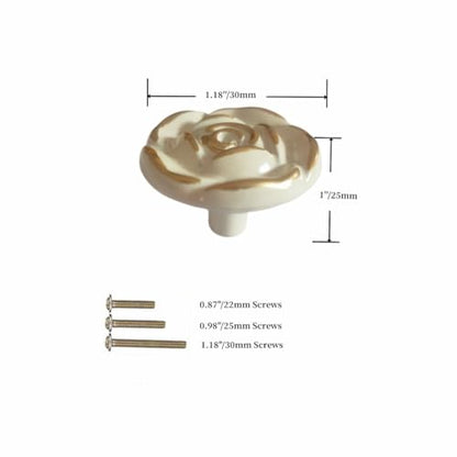 Antique Rose Flower Cabinet Knobs, Euro Rose Cabinet Knobs Drawer Pull Handles 4Pcs,Screws 3 Sizes: 22mm /25mm /30mm Each 4Pcs
