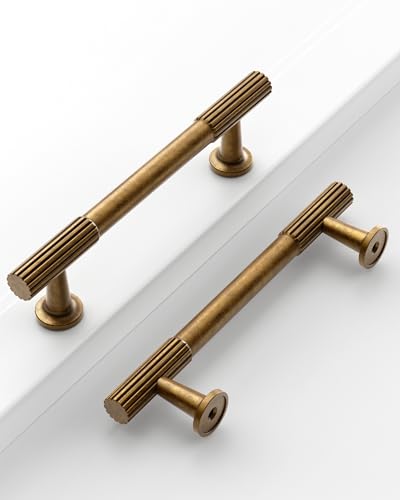 Antique Brass Cabinet Handles Kitchen Pulls 3.75 Inch 10 Pack - color: Antique Brass, size: Handle - 3.75"/96MM Hole Center