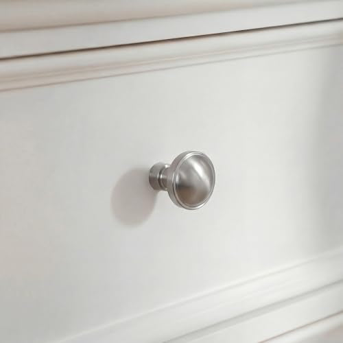 Goldenwarm Brushed Nickel Cabinet Knobs, Round Drawer Handles 1-1/4 Inch 10 Pack | Rustproof Single Hole Cabinet Hardware, Solid Zinc Alloy, Screws Included for Cupboard Closet Furniture Upgrade - color: Brushed Satin Nickel, size: Knob(1-1/4 In)