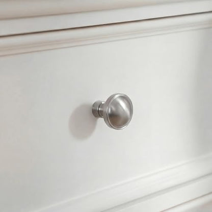 Goldenwarm Brushed Nickel Cabinet Knobs, Round Drawer Handles 1-1/4 Inch 10 Pack | Rustproof Single Hole Cabinet Hardware, Solid Zinc Alloy, Screws Included for Cupboard Closet Furniture Upgrade - color: Brushed Satin Nickel, size: Knob(1-1/4 In)