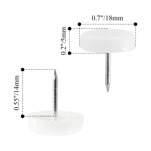 18mm Nail On Furniture Sliders, Round Nylon Chair Feet Glides - size: 18mm