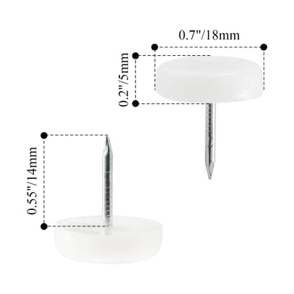 18mm Nail On Furniture Sliders, Round Nylon Chair Feet Glides - size: 18mm