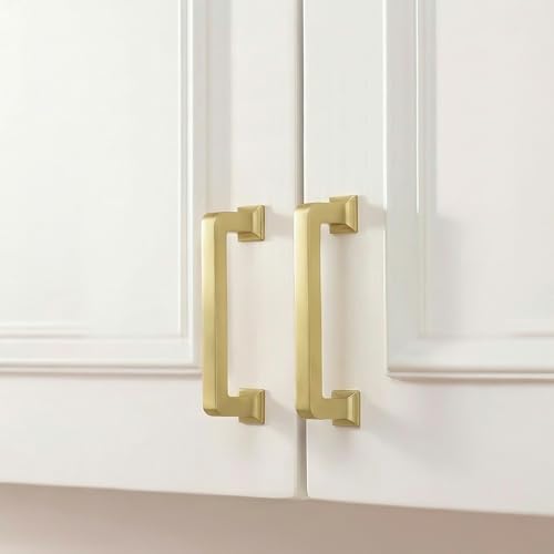 homdiy 10 Pack 3 Inch Gold Cabinet Handles, Solid Zinc Alloy Brass Pulls - color: Gold, size: 3" Hole Center
