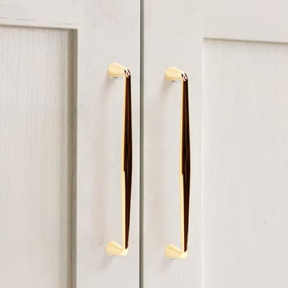 YAGU 6 Pack Top Polished Brass Kitchen Cabinet pulls 6.3 Inch(160mm) Hole Center Solid Bright Gold Dresser Drawer Handles Furniture Shiny Hardware for Cupboard Wardrobe Closet Vanity - color: Polished Brass, size: 6 Pack, style: 6.3''/160MM Hole Center