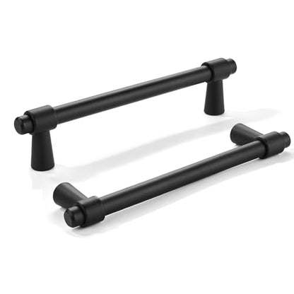 khtumeware 4 inch 5 Pack Matte Black Cabinet pulls Zinc Alloy Modern and Simple Cabinet Handle Suitable for Custom Whole-House Furniture (Kitchen/Bathroom/Bedroom). - color: Matte Black, size: 4 Inch