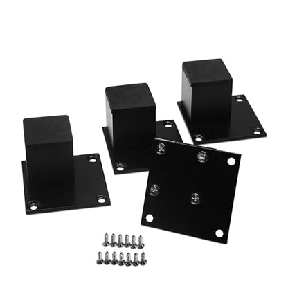 Saim 4Pcs 2inch Metal Furniture Legs, Square Metal Cabinet Support Foot for Sofa，Cabinet,Bookshelf,Bed and Table - Black - size: 2 Inch