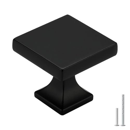 homdiy Black Cabinet Knobs 20 Pack Matte Black Square Cabinet Knobs - color: Black, size: 20 Pack