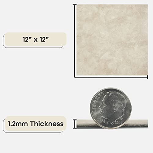 Nexus Self Adhesive 12-Inch Vinyl Floor Tiles, 20 Tiles, 12 x 12 in - color: Carrera Marble, style: Marble look