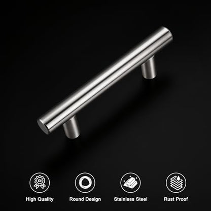 Gobrico 10 Pack 2-1/2" (64mm) Hole Center Cabinet Handles, Brushed Nickel Cabinet Pulls, Satin Nickel Stainless Steel Drawer Pulls, 4" Overall Length - color: Brushed Nickel, size: 2-1/2 Inch Hole Center
