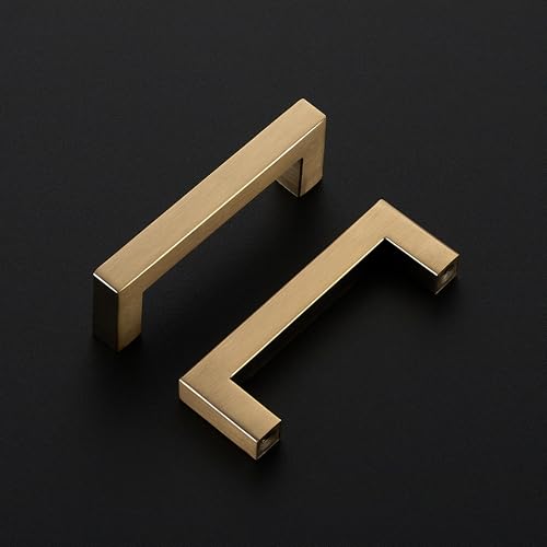 Ravinte Champagne Bronze Square Pulls Cabinet Handles,3-1/2 Inch,30 Pack - color: Champagne Bronze, size: 3-1/2 Inch Hole Center