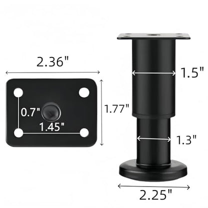 4Pcs Black Adjustable 3.1-4.7 Inch Metal Furniture Legs for Cabinet Sofa - color: Black, size: 3.1"- 4.7"-Set of 4