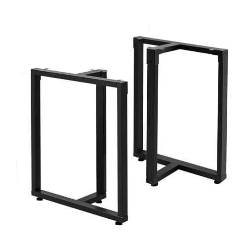 Metal Table Legs, 28" H x 24" W Heavy Duty Industrial Furniture Legs for Dining, Computer, and Office Tables, 2Pcs Black Desk
