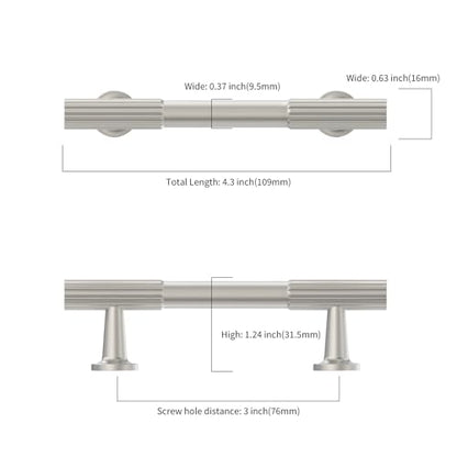 Asidrama 10 Pack 3 inch Brushed Satin Nickel Kitchen Cabinet Handles - color: Brushed Satin Nickel, size: 3" Hole Center