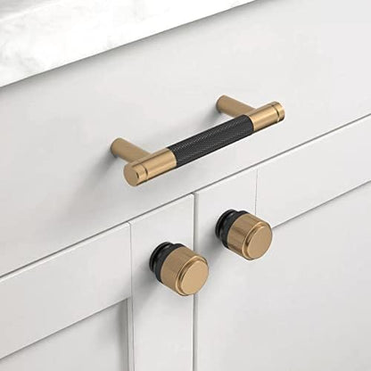 Asidrama 10 Pack 2.5 Inch(64mm) Matte Black and Champagne Bronze Cabinet Pulls Knurled Cabinet Handles Cupboard Handles Kitchen Cabinet Hardware for Cupboard Drawer Pulls - color: Black-Champagne Bronze, size: 2.5" Hole Center, style: 10 Pack