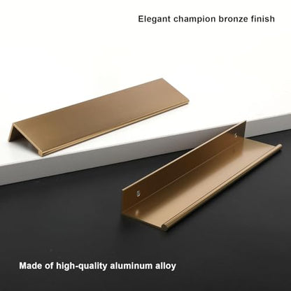 Rergy 10 Pack 6-1/4" Cabinet Pulls Champagne Bronze Finger Pulls - color: Champion Bronze, size: Hole Center: 6-1/4in(160mm)