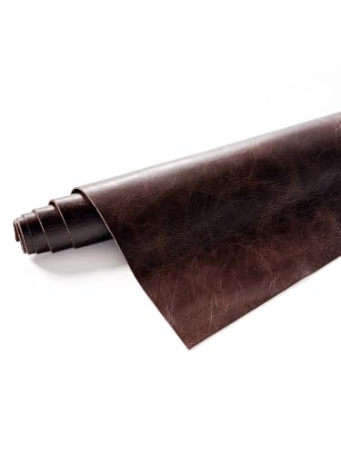 Natural Grain Cow Leathers: 12'' x 24'' Pre-Cut Leather Pieces (Chocolate Distressed, 1 Piece) - color: Chocolate Distressed, size: 1 Piece