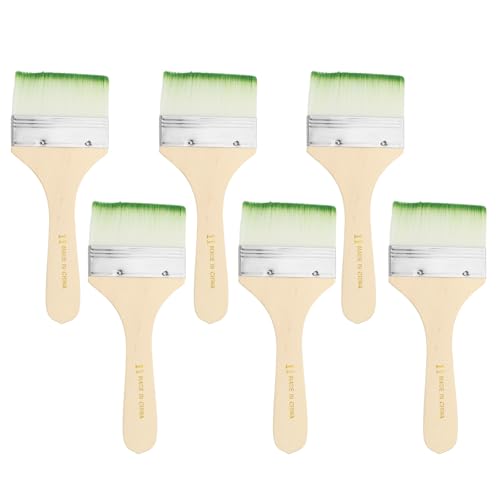 PATIKIL 6Pcs Wooden Paint Brush Set, 6.9" Nylon Bristle Flat Brushes #11 - color: Green/White, size: #11