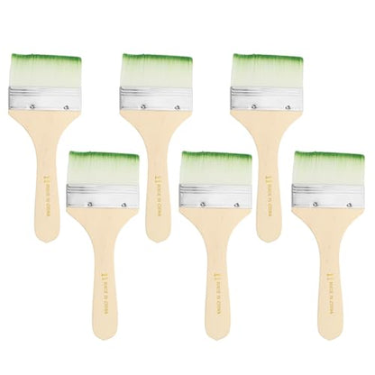 PATIKIL 6Pcs Wooden Paint Brush Set, 6.9" Nylon Bristle Flat Brushes #11 - color: Green/White, size: #11