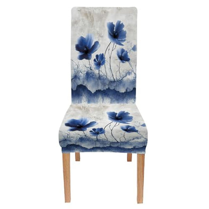 Mrcrypos Chair Covers Set of 4 Dining Table Chair Covers Ink-Wash Flower Detachable Washable Stretch Kitchen Seat Covers Protective for Home,Restaurant,Banquet - color: Flower, size: 4